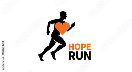 Heart Shape Runner in Action Represents Hope and Determination for Running