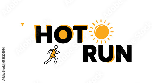 Hot Run Sun Icon Minimalist Fitness Graphic