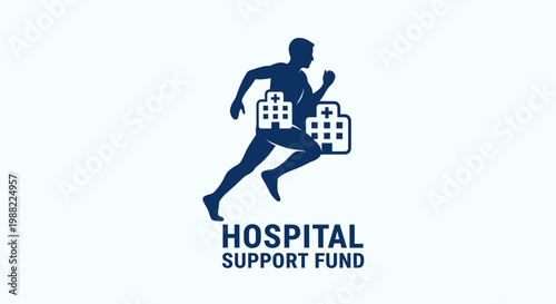 Hospital Fundraising Logo Showing A Silhouette Runner Supporting Healthcare Services