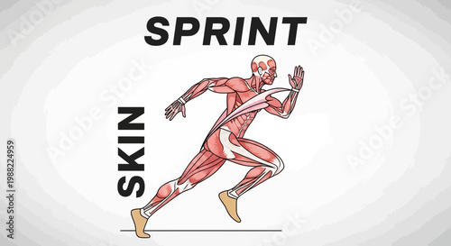 Human Anatomy Sprint Athlete Muscular System Science Illustration