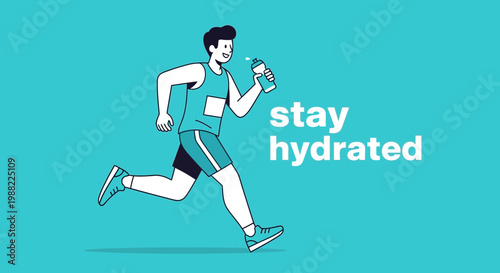 Healthy Lifestyle Concept Depicting a Person Hydrating While Running Showing Vitality