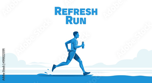 Healthy Lifestyle Concept Depicting A Runner Holding A Bottle Of Drink, Refreshing Run
