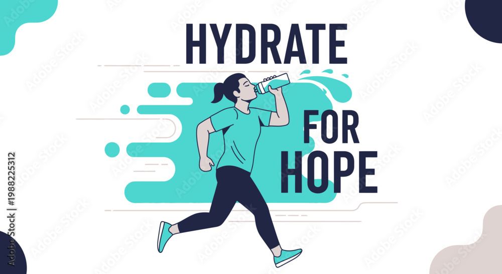 Fototapeta premium Hydrate For Hope Motivational Runner Illustration