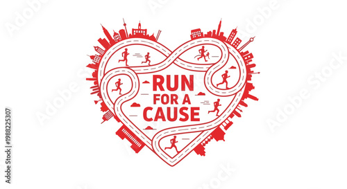 Heart Shaped Cityscape Marathon For A Cause Running Event