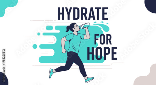Hydrate For Hope Motivational Runner Illustration