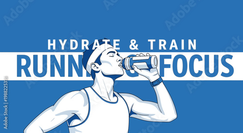Hydrate Train Runner Focus Athlete Drinks Water From Bottle