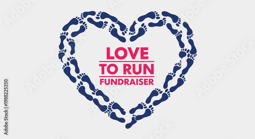 Heart Shaped Footprint Design Promoting Running to Raise Funds For a Worthy Cause