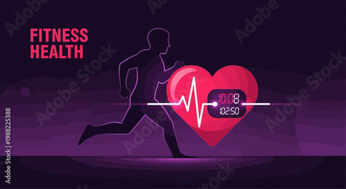 Healthy Lifestyle Concept Depicting Runner Body With Cardiac Monitor Display