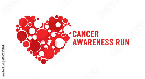 Heart Shaped Imagery And Cancer Awareness Run Illustration Design For A Charitable Cause