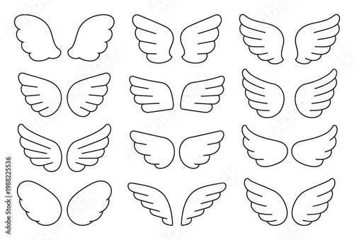 Collection of Stylized Angel Wings in Various