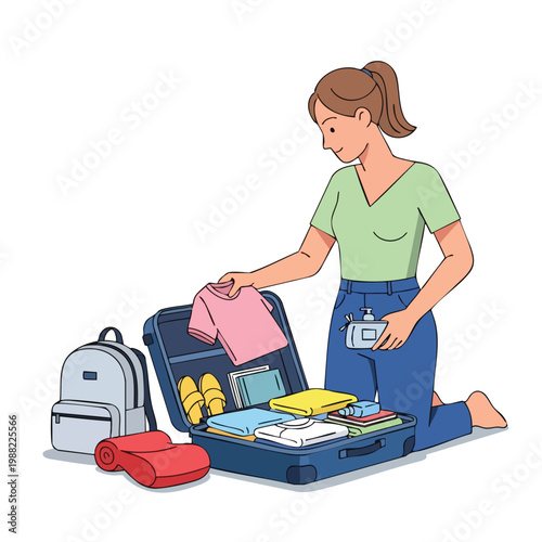 Woman Packing Suitcase for Travel