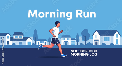 Healthy Lifestyle Concept: Neighborhood Fitness Run In the Morning for Wellbeing