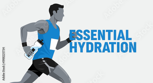 Healthy Lifestyle Concept Presenting Water Bottle And Runner Displaying Hydration Needs