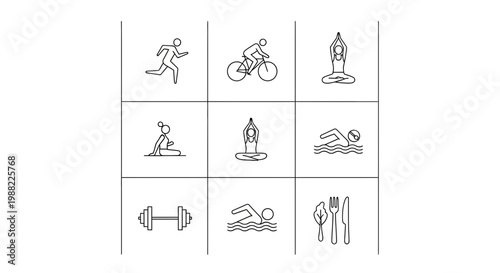 Iconic Healthy Lifestyle Activities Presentation: Running, Yoga, Swimming, and Balanced Diet