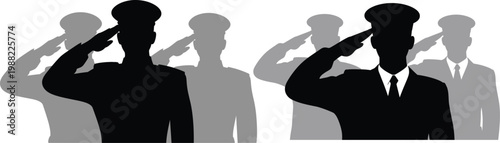 Soldier silhouette salute vector design showing military honor and patriotic respect concept