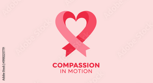 Heart Shaped Ribbon Symbolizing Compassion and Support with Vibrant Color Palette
