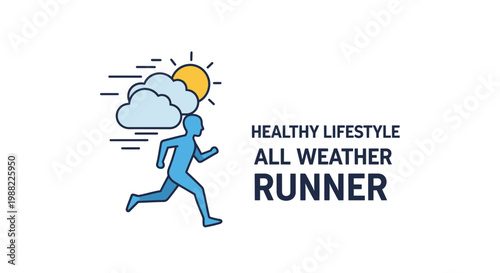 Iconic Running Graphic Depicting Healthy Lifestyle And All-Weather Endurance Success