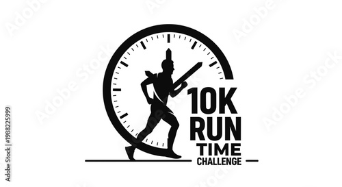 Iconic Silhouette Depicting 10K Run Time Challenge Design Concept for Athletic Events