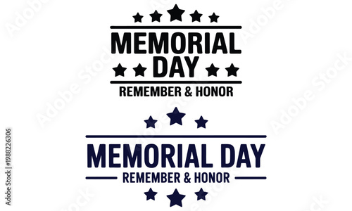 Memorial day typography badge with stars and remember honor patriotic message design