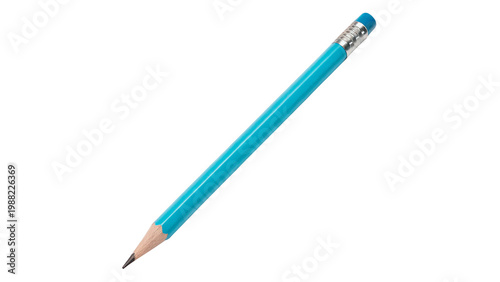 Εκτύπωση καμβά Bright blue pencil lies on a plain background showing its sharpened point and me