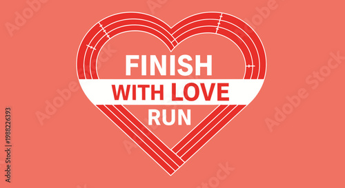 Heart Shaped Track and Field Logo With Motivational Message Focused on Love and Fitness