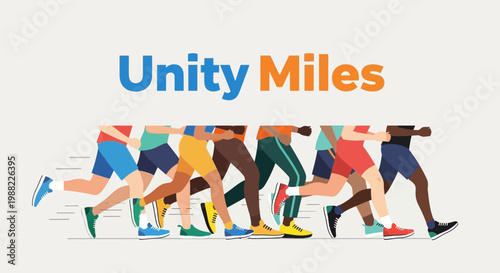 Group Running Featuring Diverse Individuals, Emphasizing Fitness, Teamwork, or Community.