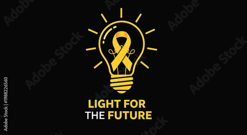 Illuminating Hope: A Graphic Illustration of a Yellow Ribbon Inside a Light Bulb Suggesting Future