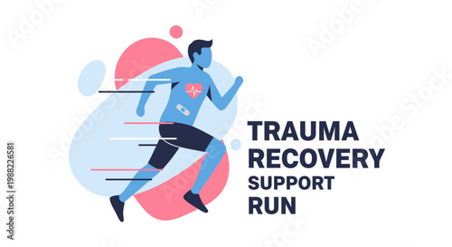 Illustrated Athlete Running Symbolizing Trauma Recovery And Support Program Run