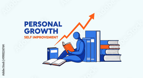 Illustrated Concept of Personal Development, Education, and Intellectual Growth towards Success