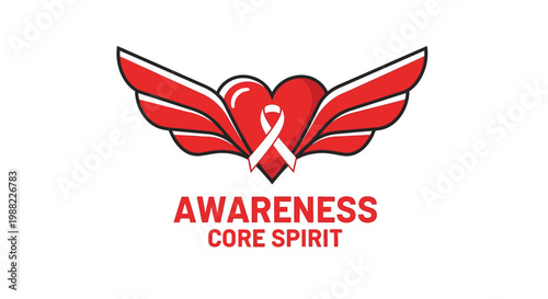 Heart With Wings Emblem Representing Awareness Symbol  And Core Principles