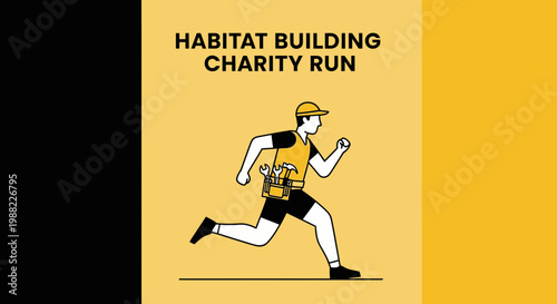 Habitat Building Charity Run: A Dedicated Construction Worker Running for a Noble Cause Event