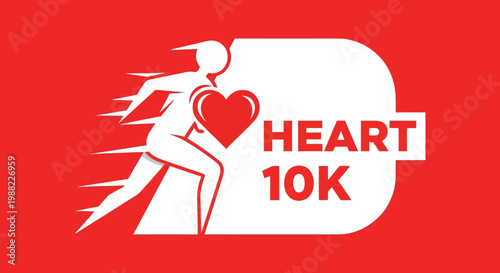 Heart 10K Run Symbol Illustrating Health, Fitness, And Energetic Movement