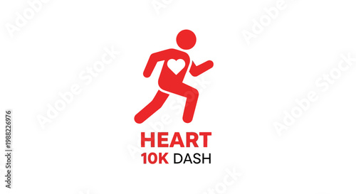 Heart 10K Dash: A Red Icon Illustrating Cardio Running and Fitness Goals