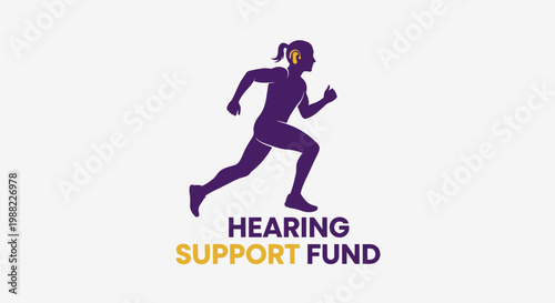 Hearing Support Fund Initiative with Illustrative Silhouette of Sprinter with Hearing Aid Device