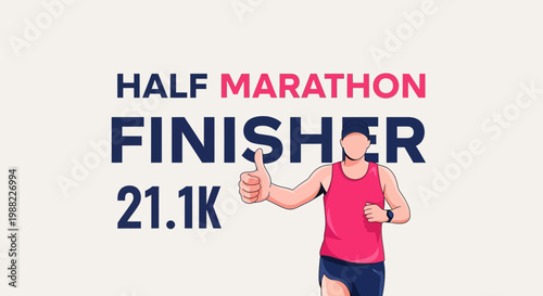 Half Marathon Finisher Celebrating Achievement With Thumbs Up