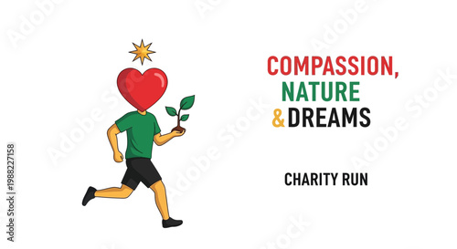 Heart And Nature Embrace in a Charity Run for Compassion and Dreams with Stellar Iconography