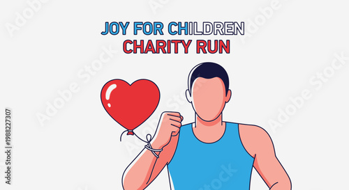 Heart Balloon Joyfully Symbolizes Charity Run for Children With Enthusiasm and Support