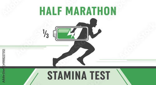 Half Marathon Stamina Test: Conceptual Illustration Of Running Strength and Endurance