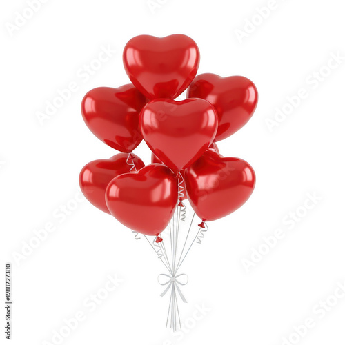 Bundle of red heart-shaped balloons