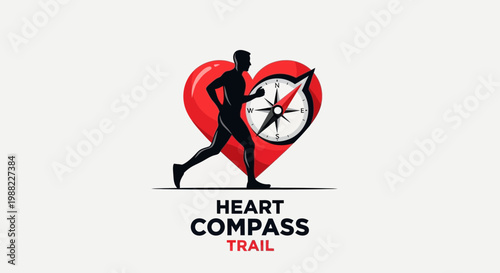 Heart Compass Trail: A Symbolic Logo Representing Direction and Endurance in Adventure