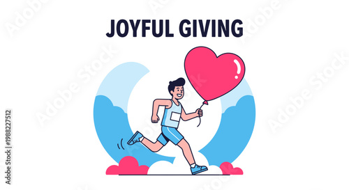 Heartfelt Run: Illustrative Depiction of Giving, Charity, and Benevolence in Motion