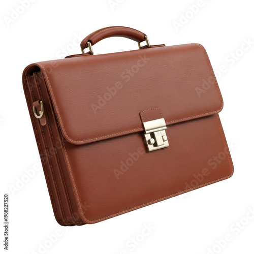 Brown leather briefcase with metal clasp
