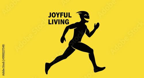 Happy Runner Silhouette With Joyful Living Message