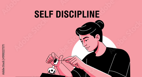 Illustration Depicting Self Discipline and Control Over Actions and Behaviors in Life