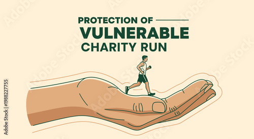 Illustration Depicting Vulnerable Support With Charity Run: Safeguarding Community Involvement