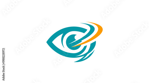 Abstract Eye Logo with Swirls and Modern Design Elements.