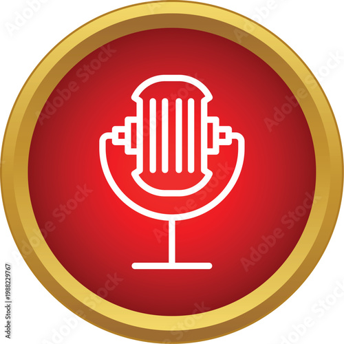 Retro microphone outline icon broadcasting audio recording