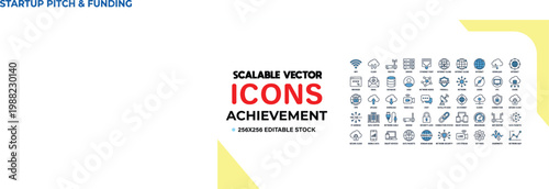 Collection of scalable vector icons representing achievement and business success concepts