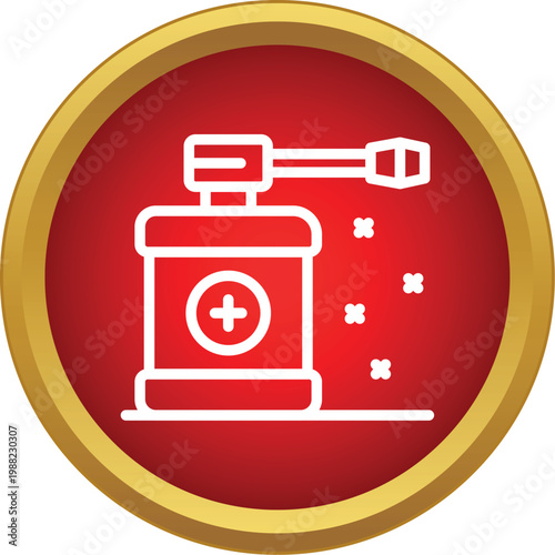 Medical spray bottle dispersing a mist of medicine, relief for health