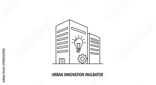 Urban innovation hub with lightbulb.
